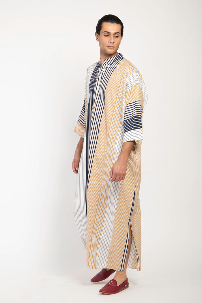 Frankie Cotton Striped Yellow & Navy Jellaba
