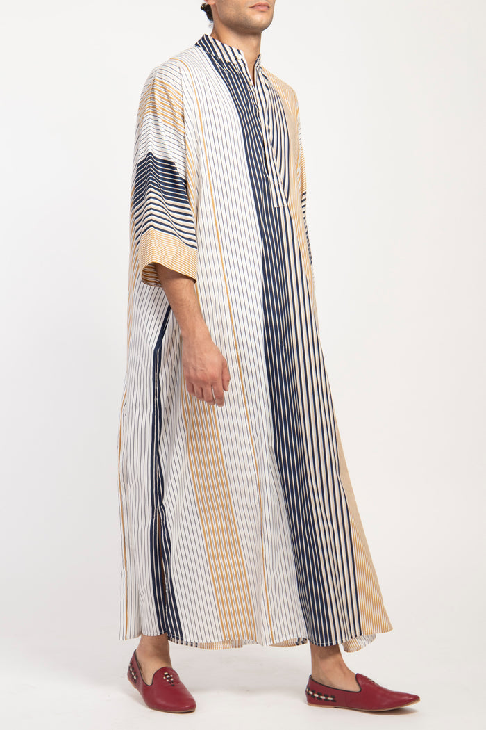 Frankie Cotton Striped Yellow & Navy Jellaba