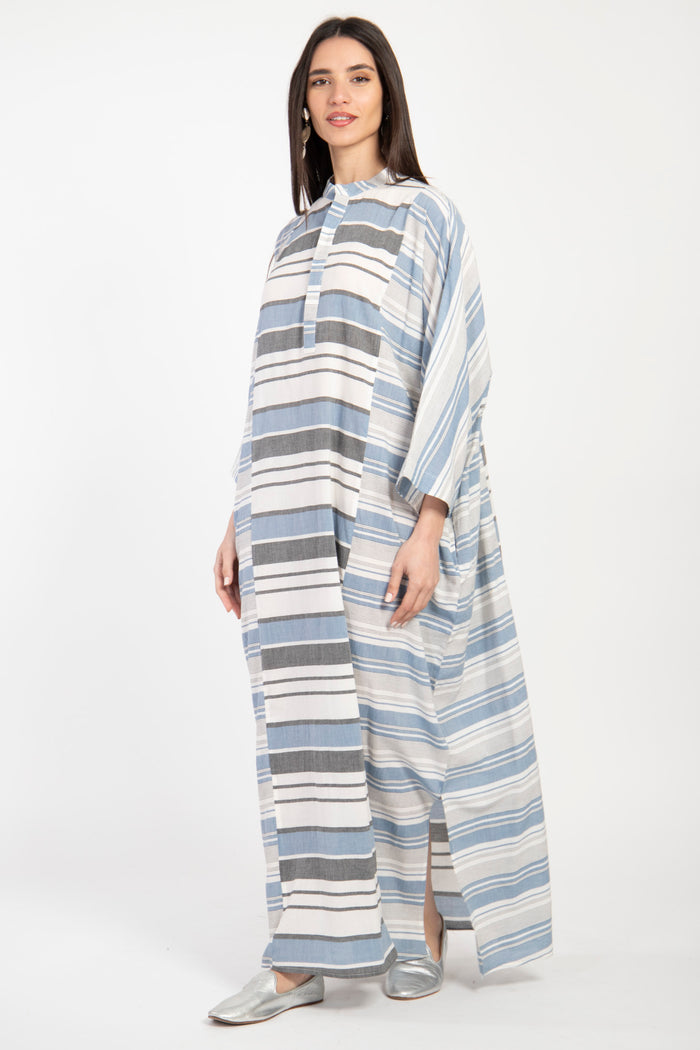 Frankie Organic Cotton Blue Striped Jellaba