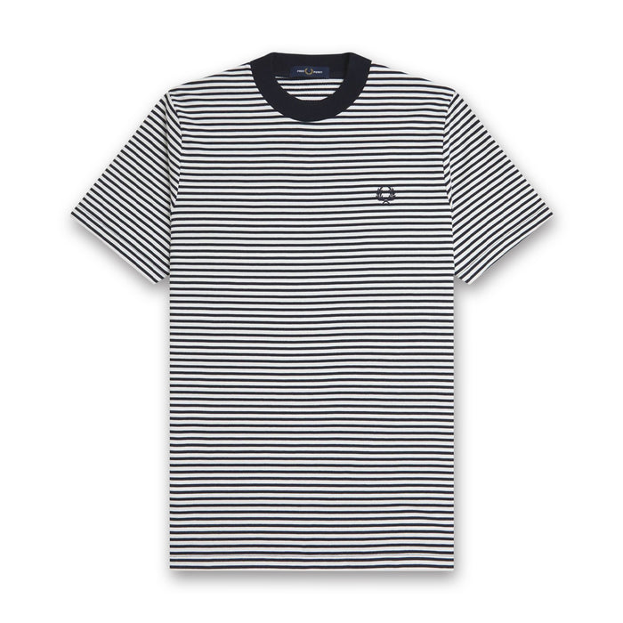 Fred Perry - Fine Stripe T-Shirt in Navy/Snow White - Nigel Clare