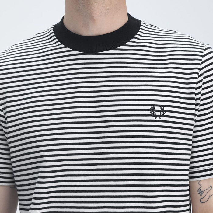 Fred Perry - Fine Stripe T-Shirt in Navy/Snow White - Nigel Clare