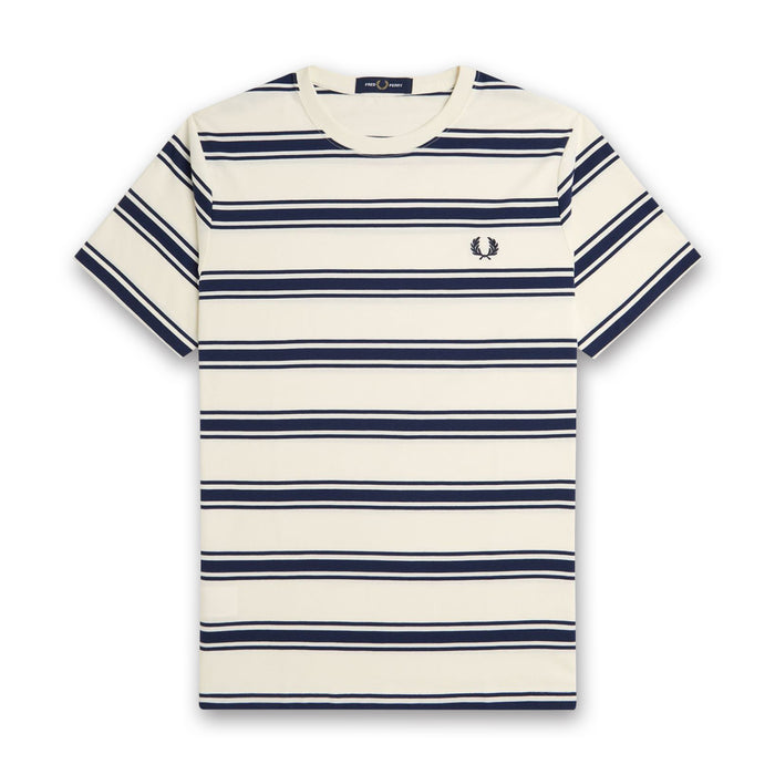 Fred Perry - Fine Striped T-Shirt in Ecru/Navy - Nigel Clare