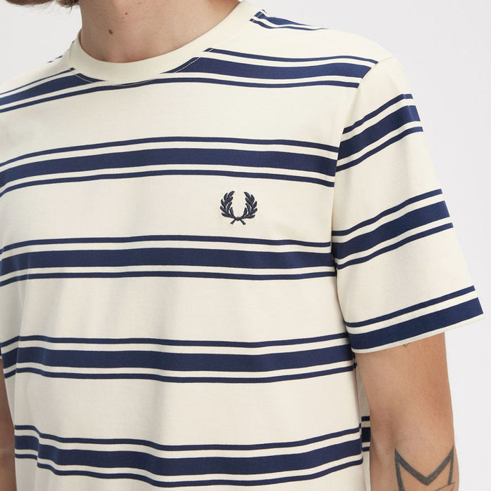 Fred Perry - Fine Striped T-Shirt in Ecru/Navy - Nigel Clare
