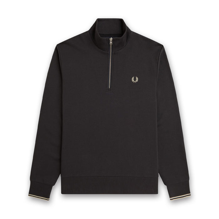 Fred Perry - Half Zip Sweatshirt in Anchor Grey/Oatmeal - Nigel Clare