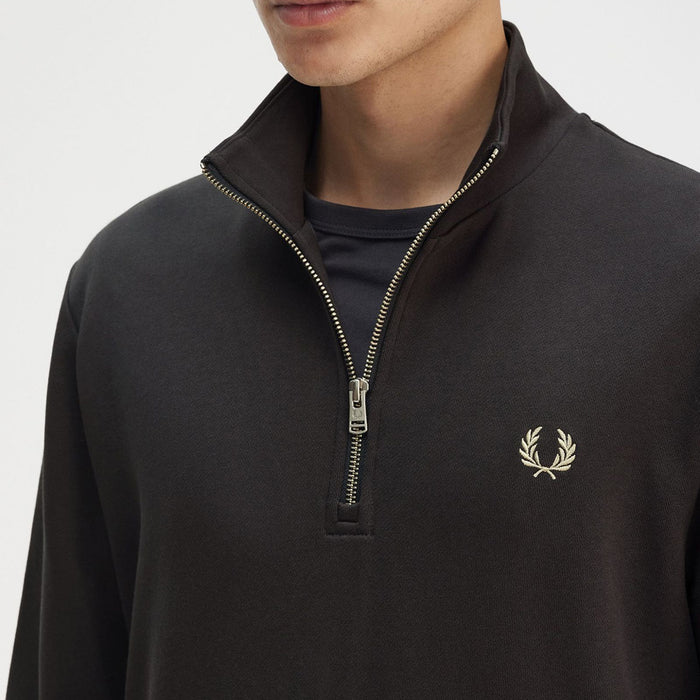 Fred Perry - Half Zip Sweatshirt in Anchor Grey/Oatmeal - Nigel Clare