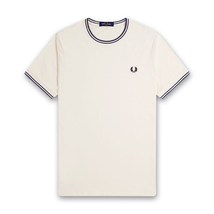Fred Perry - Ringer T-Shirt in Ecru/Tennis Blue - Nigel Clare