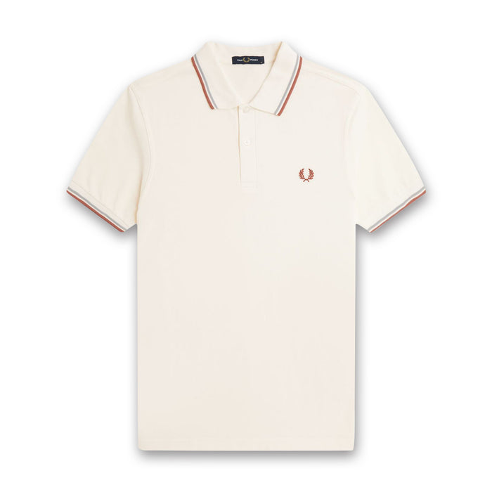 Fred Perry - Twin Tipped Polo in Light Ecru/Silver Blue/Cinnamon - Nigel Clare