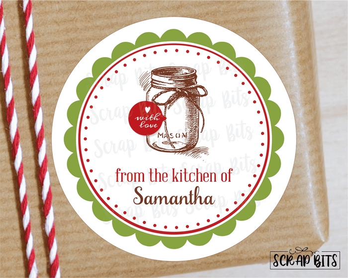 From The Kitchen Of Christmas Baking Labels, Mason Jar - Scrap Bits
