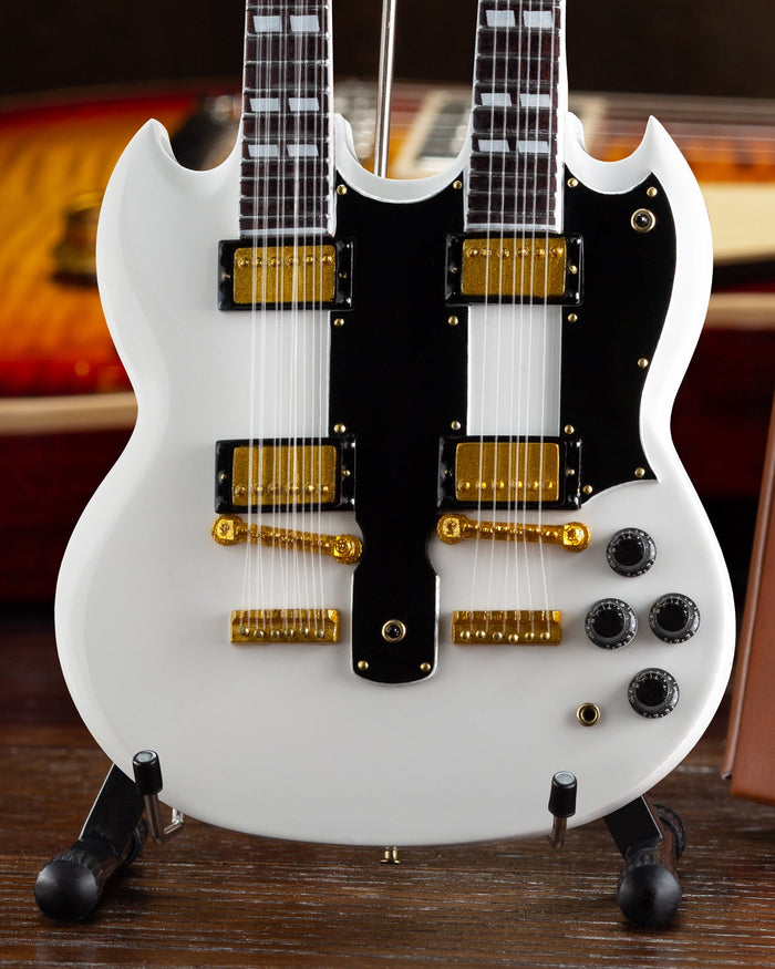 GIBSON - WHITE SG EDS-1275 DOUBLENECK - MINI GUITAR