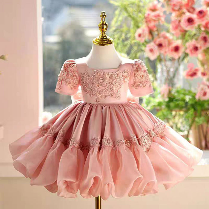 Girl Dress Embroidered for Kids Wedding Birthday Gown J455