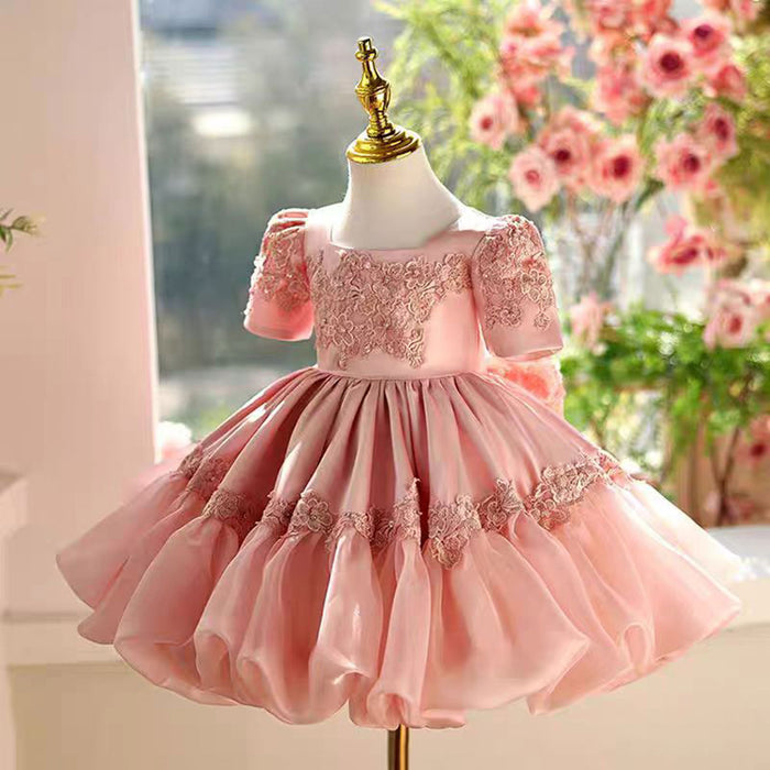 Girl Dress Embroidered for Kids Wedding Birthday Gown J455