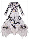Girls Double Layer Handkerchief Dress with Lace Ruffles - Black / 2T-3T - Girls Fall Dressy Dress