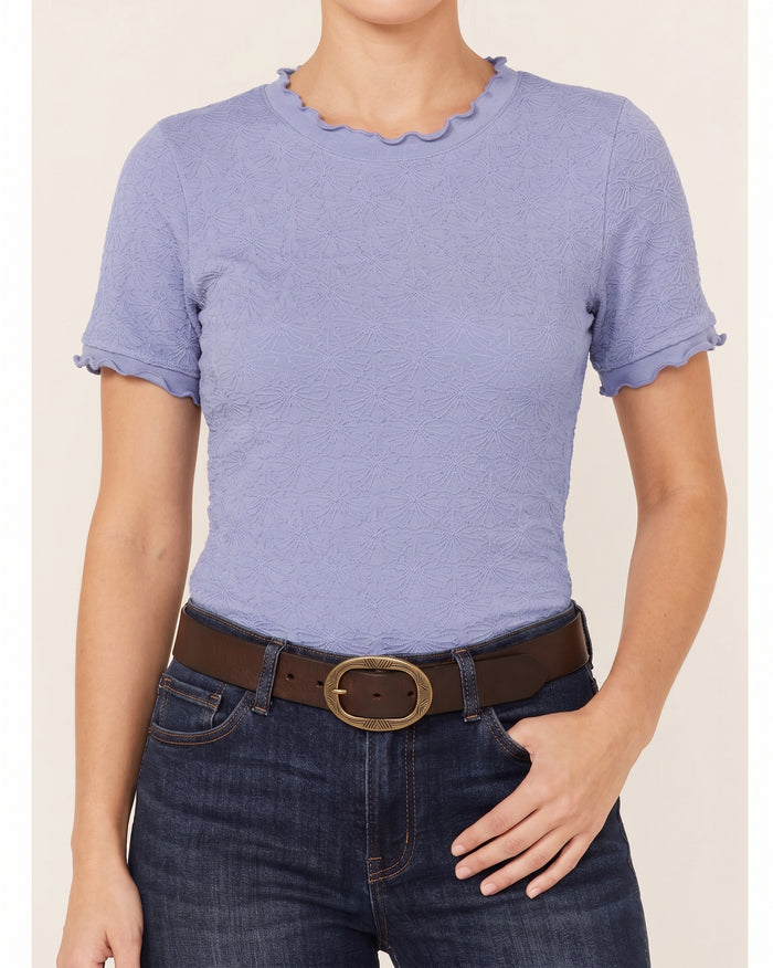 Girls' Seamless Jacquard Short Sleeve