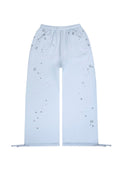 GLITCH EYELET OVERSIZED SWEATPANTS BABY BLUE