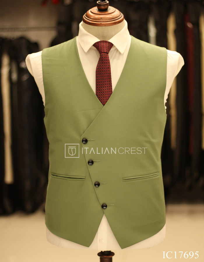 Green 3-Piece Peak Lapel Suit
