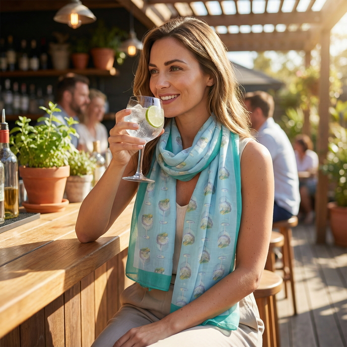 Green Gin & Tonic Scarf (50x180cm) - Exclusive Design