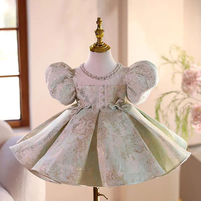 Green Girl Chinese Style Dress for Kids Birthday Party Gown J486