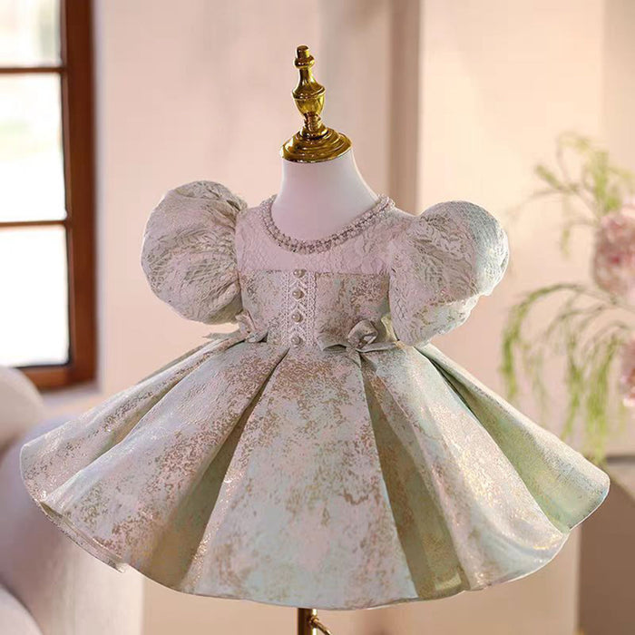Green Girl Chinese Style Dress for Kids Birthday Party Gown J486