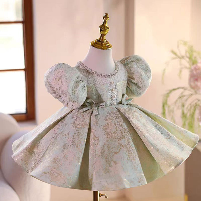 Green Girl Chinese Style Dress for Kids Birthday Party Gown J486