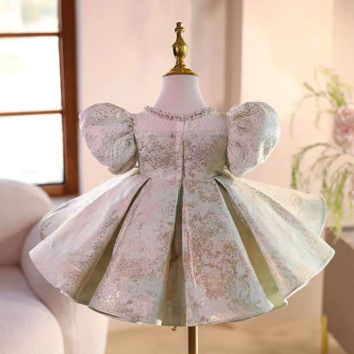 Green Girl Chinese Style Dress for Kids Birthday Party Gown J486