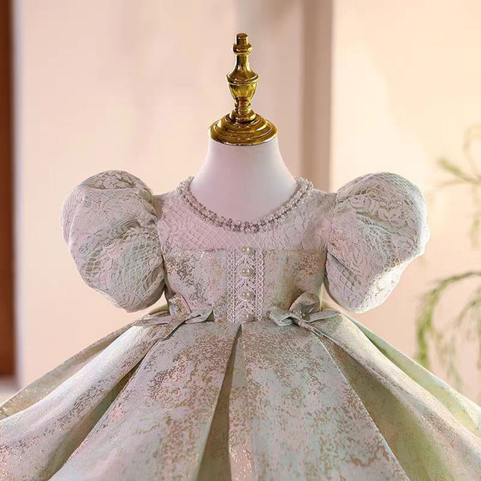 Green Girl Chinese Style Dress for Kids Birthday Party Gown J486
