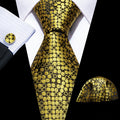 GREEN GOLDEN DOTS MEN'S TIE POCKET SQUARE CUFFLINKS SET- N-6147 - SimonVon Shop