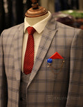 Grey Checks 3-Piece Peak Lapel Suit