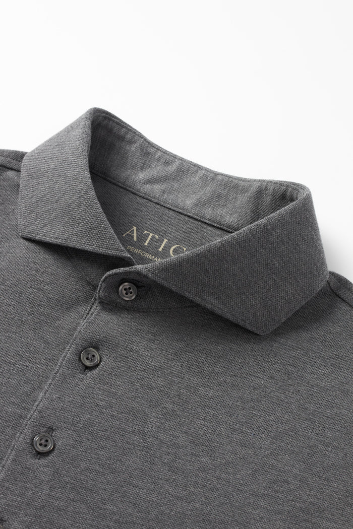 Grey Dress Collar Performance Polo - Atica Man