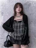 Grunge Graphic Sleeve Knit Shrug