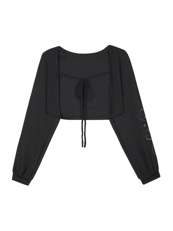 Grunge Graphic Sleeve Knit Shrug