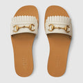 Gucci Fringe Leather Horsebit Slides