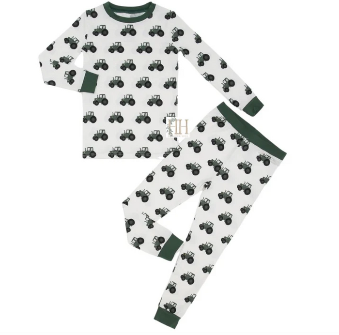 Hamner Hill-Boys Green Tractor Loungewear Set