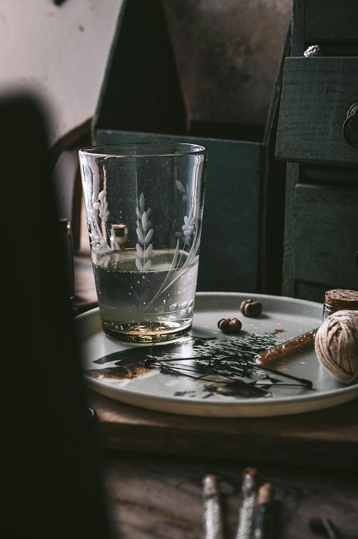 Hand-etched Stackable Floral Tumbler