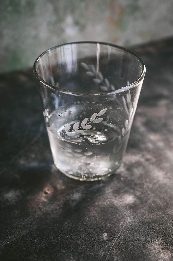 Hand-etched Stackable Floral Tumbler