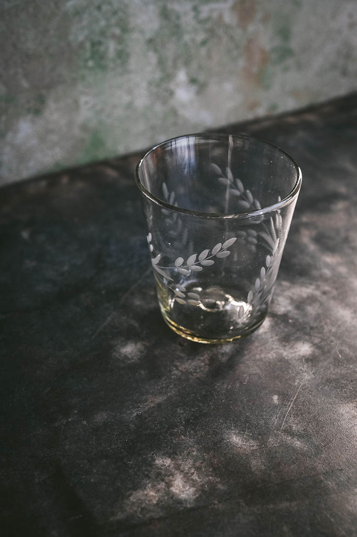 Hand-etched Stackable Floral Tumbler