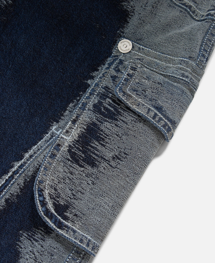 Hand Scratched Whisker Washed Denim Pants (Blue)