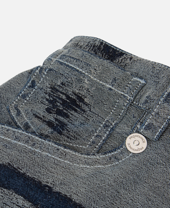 Hand Scratched Whisker Washed Denim Pants (Blue)