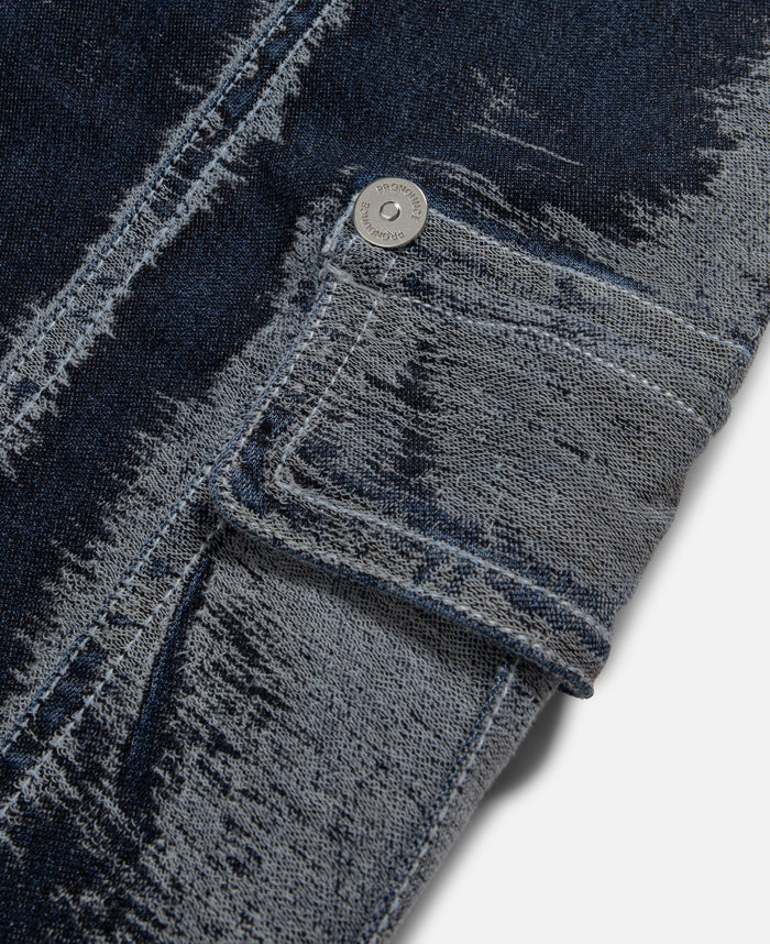 Hand Scratched Whisker Washed Denim Pants (Blue)