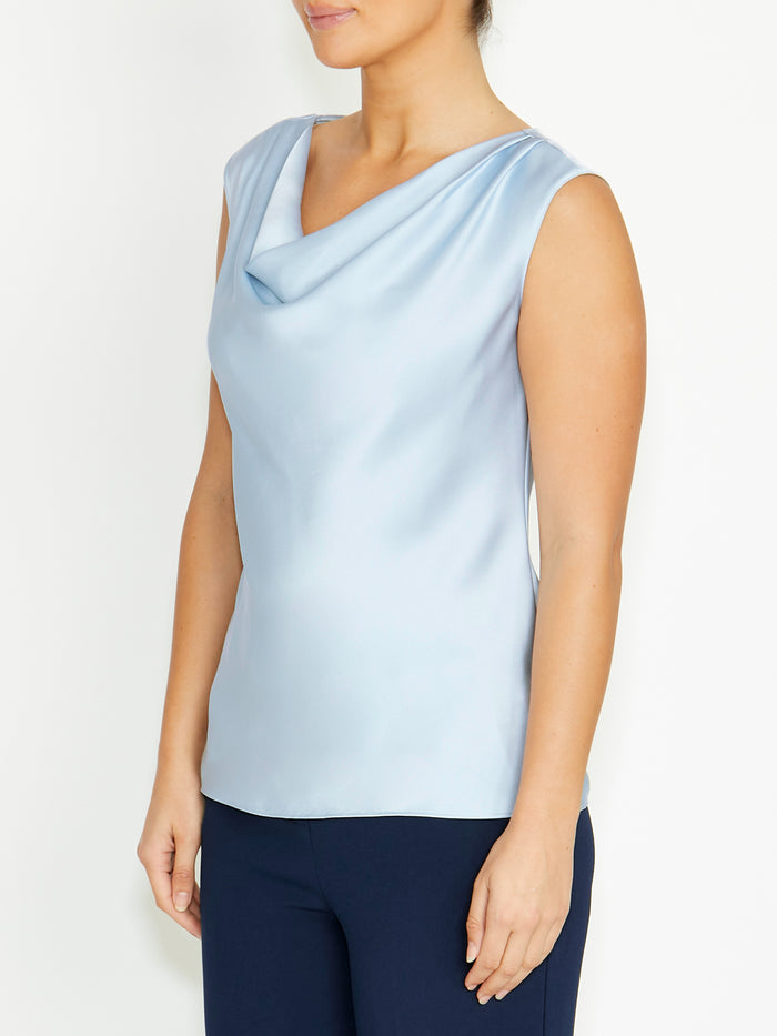 Harmony Blue Cowl Neck Top