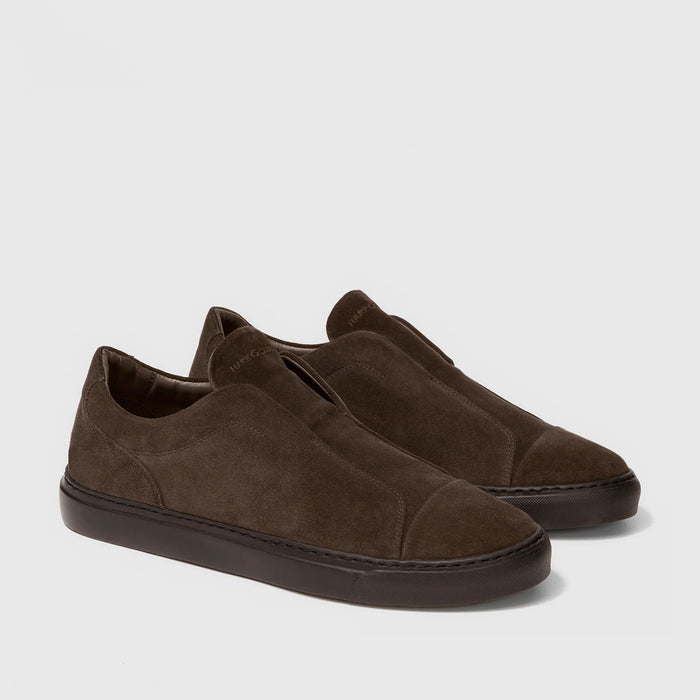 Harrys London - Aaron Velvet Suede Trainers in Dark Brown - Nigel Clare