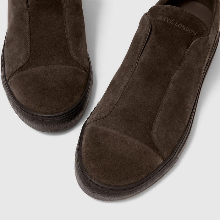 Harrys London - Aaron Velvet Suede Trainers in Dark Brown - Nigel Clare
