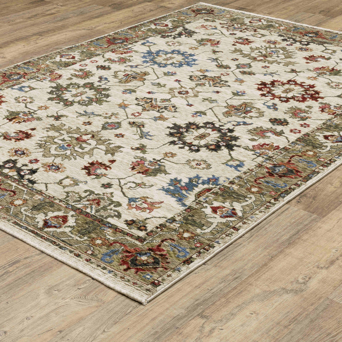 Oriental Weavers Area Rugs Hastings Area Rugs HA03w Ivory-Green in Many Sizes