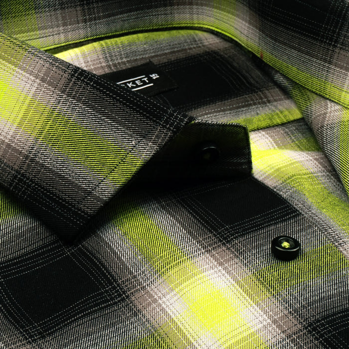 HIGHLIGHTED BLACK CHECK SHIRT - Durins Placket