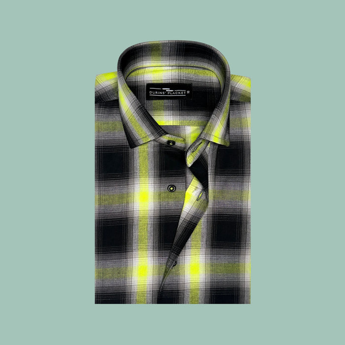 HIGHLIGHTED BLACK CHECK SHIRT - Durins Placket