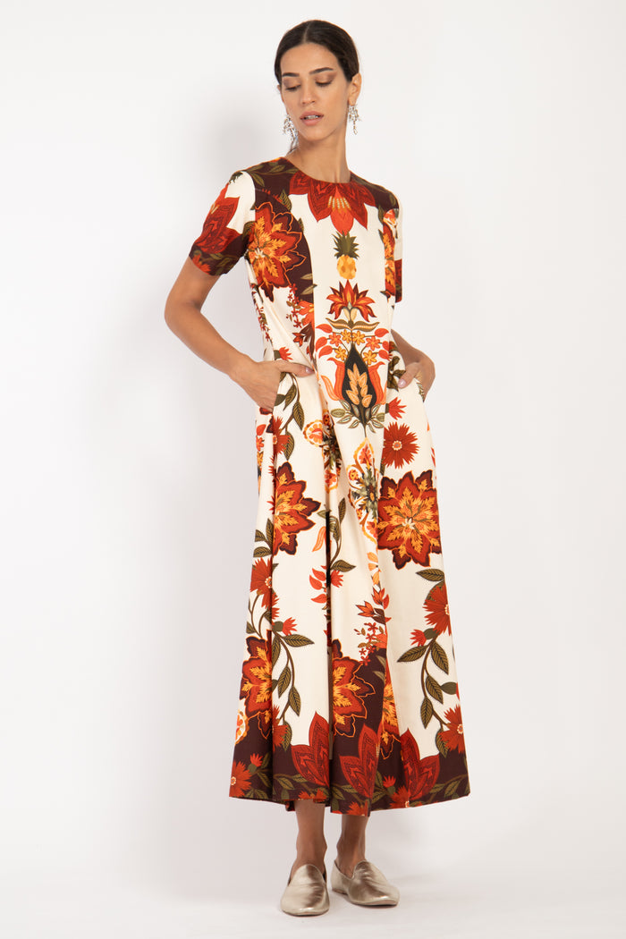 Ikram Cotton Floral Print Dress