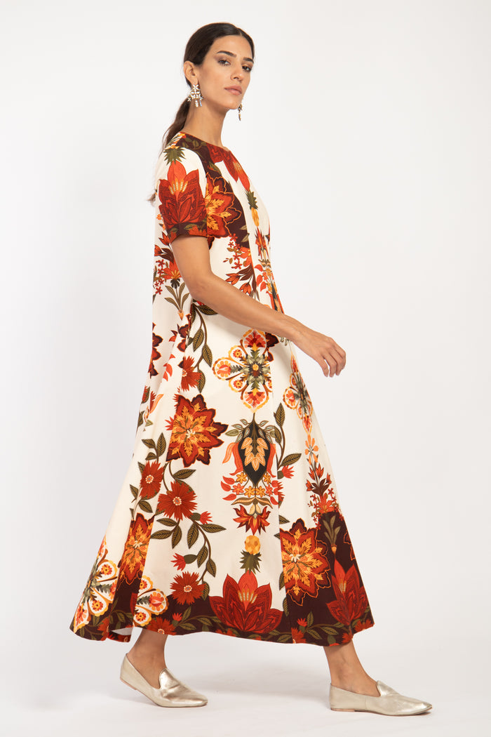 Ikram Cotton Floral Print Dress