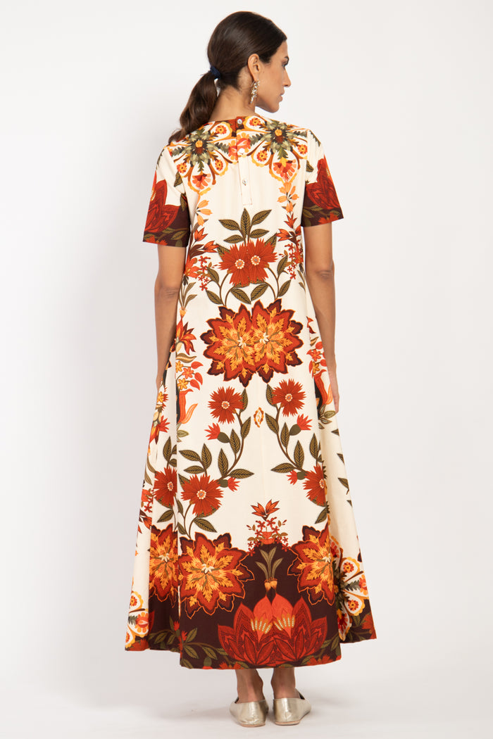 Ikram Cotton Floral Print Dress
