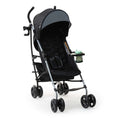 Lightweight gray Ingenuity 3Dlite™ convenience stroller with sun visor, child and parent cup holders, and anti-shock wheels.