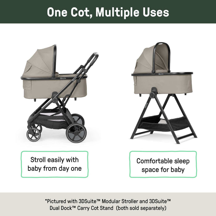 Ingenuity 3DSuite DualDock Carry Cot  Portable Baby Bassinet for Overnight Sleep (with Stand Only) & Stroller Carry Cot - Cashew