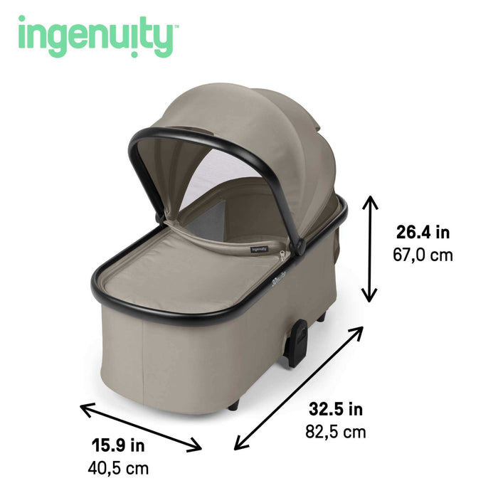 Ingenuity 3DSuite DualDock Carry Cot  Portable Baby Bassinet for Overnight Sleep (with Stand Only) & Stroller Carry Cot - Cashew
